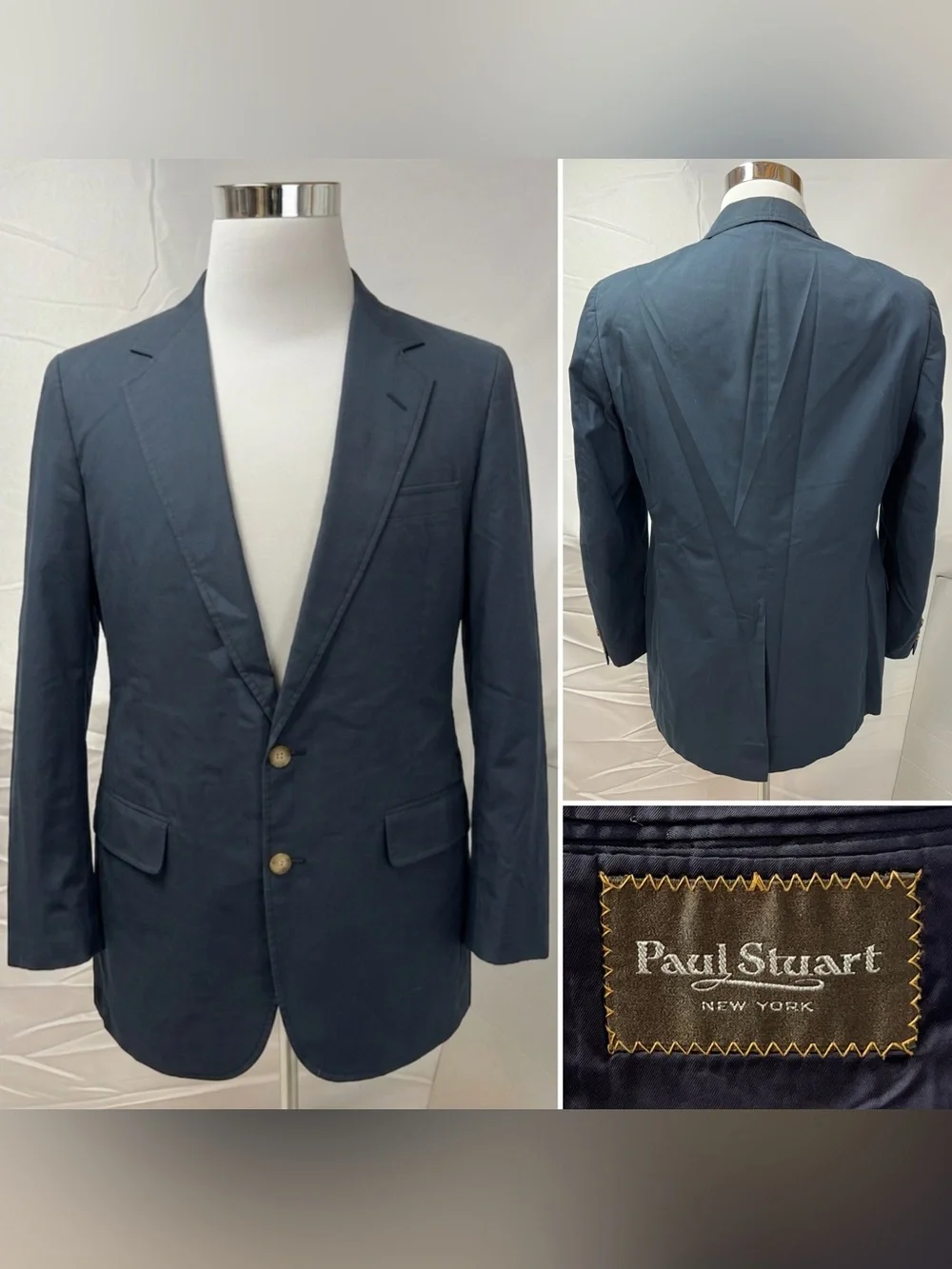 Paul Stuart Navy Blazer with Light Brown Buttons